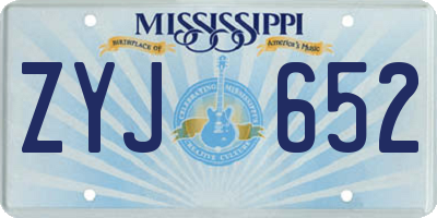 MS license plate ZYJ652
