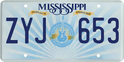 MS license plate ZYJ653