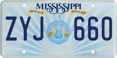 MS license plate ZYJ660
