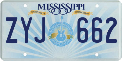 MS license plate ZYJ662