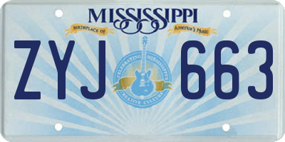 MS license plate ZYJ663