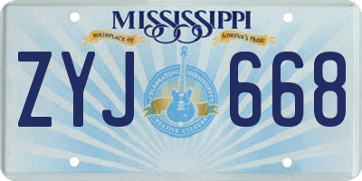 MS license plate ZYJ668