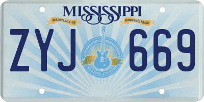 MS license plate ZYJ669
