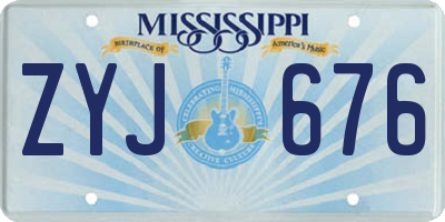 MS license plate ZYJ676