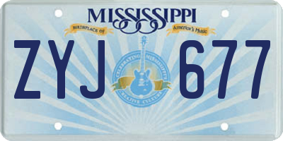 MS license plate ZYJ677