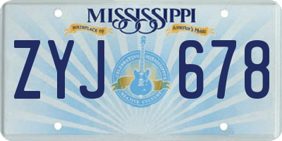 MS license plate ZYJ678