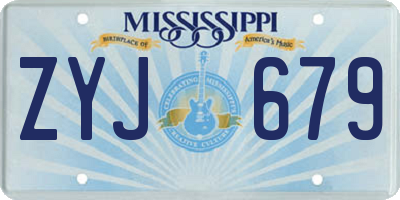 MS license plate ZYJ679