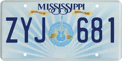 MS license plate ZYJ681