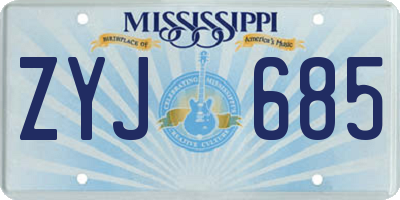 MS license plate ZYJ685