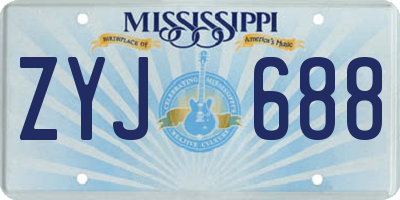 MS license plate ZYJ688