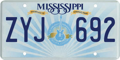 MS license plate ZYJ692