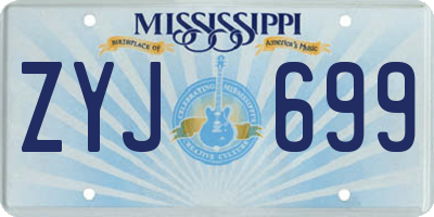 MS license plate ZYJ699