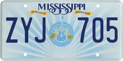 MS license plate ZYJ705