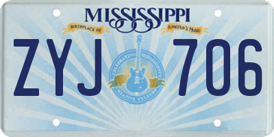 MS license plate ZYJ706