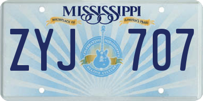 MS license plate ZYJ707