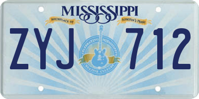 MS license plate ZYJ712