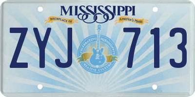 MS license plate ZYJ713