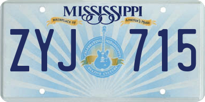 MS license plate ZYJ715