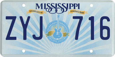 MS license plate ZYJ716