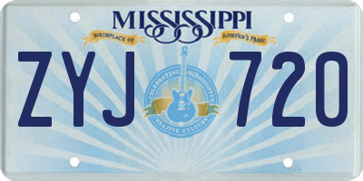 MS license plate ZYJ720