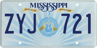 MS license plate ZYJ721