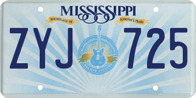 MS license plate ZYJ725