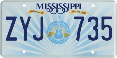 MS license plate ZYJ735