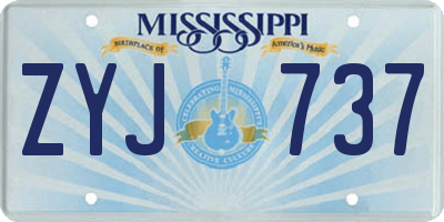 MS license plate ZYJ737