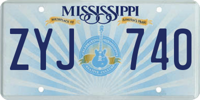 MS license plate ZYJ740