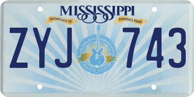 MS license plate ZYJ743