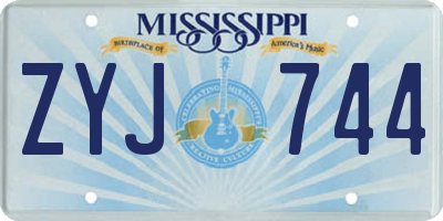 MS license plate ZYJ744