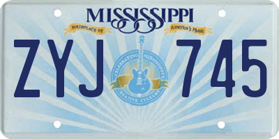 MS license plate ZYJ745