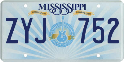 MS license plate ZYJ752