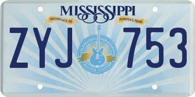 MS license plate ZYJ753