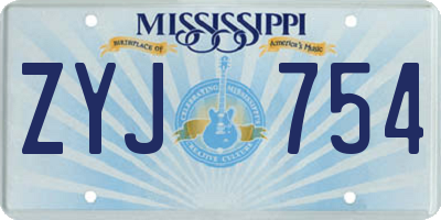 MS license plate ZYJ754