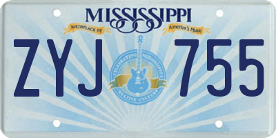 MS license plate ZYJ755