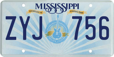 MS license plate ZYJ756