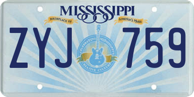 MS license plate ZYJ759