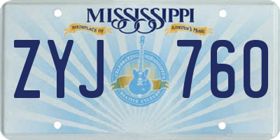MS license plate ZYJ760