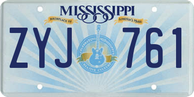 MS license plate ZYJ761