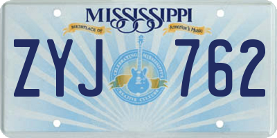 MS license plate ZYJ762