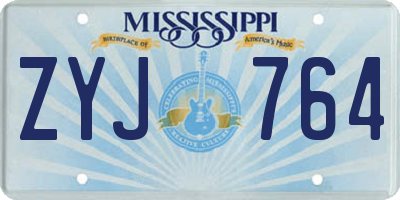 MS license plate ZYJ764