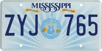 MS license plate ZYJ765