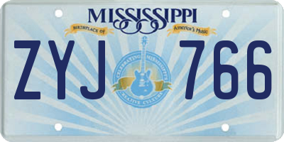 MS license plate ZYJ766