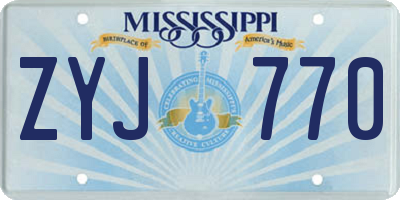 MS license plate ZYJ770