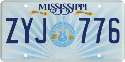 MS license plate ZYJ776