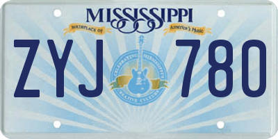 MS license plate ZYJ780