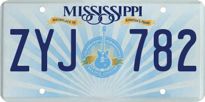 MS license plate ZYJ782