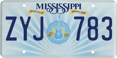MS license plate ZYJ783