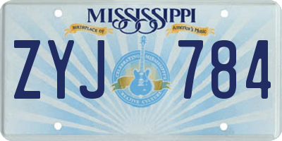 MS license plate ZYJ784